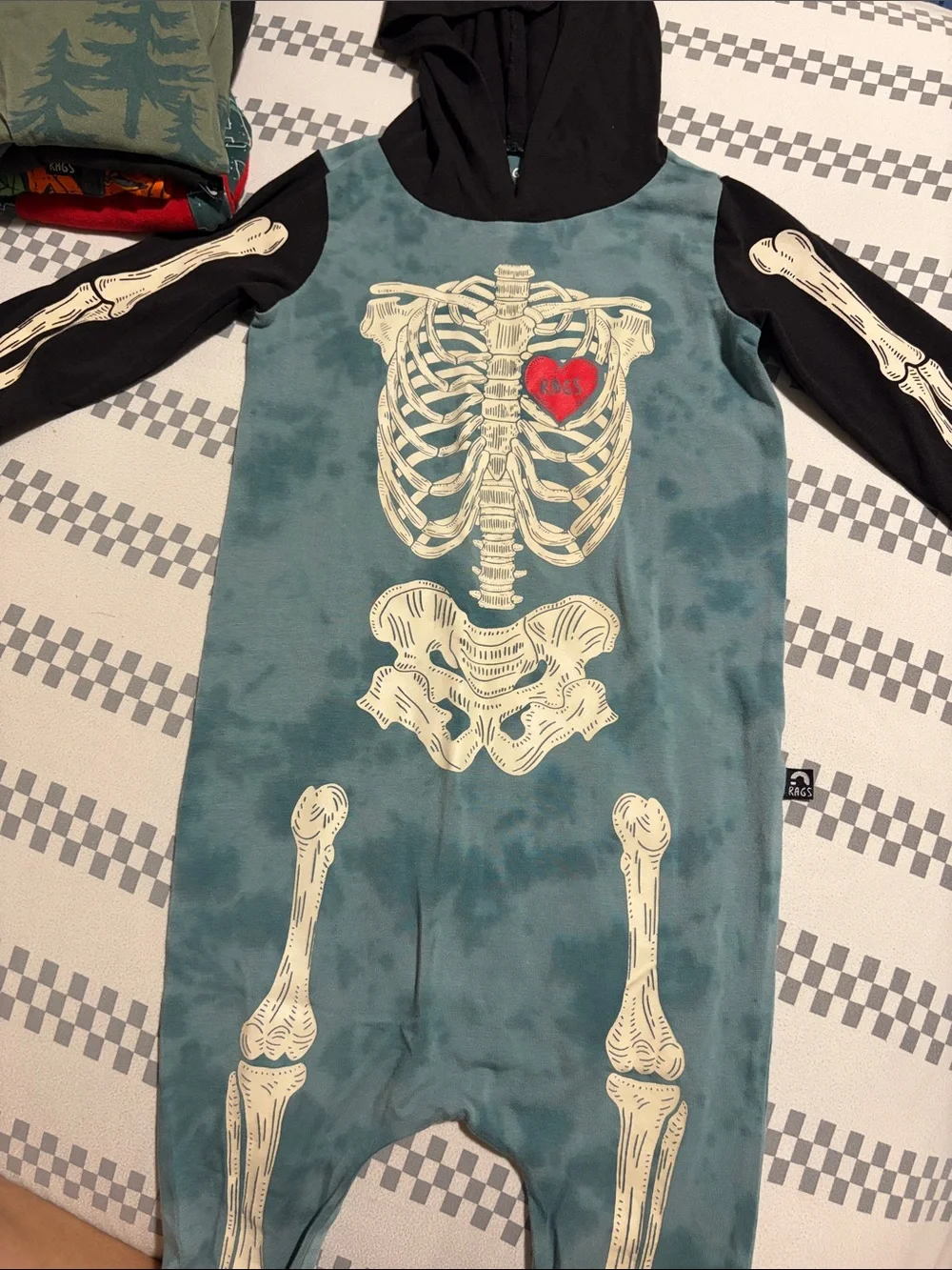 RAGS Kids Skeleton Hooded Jumpsuit
